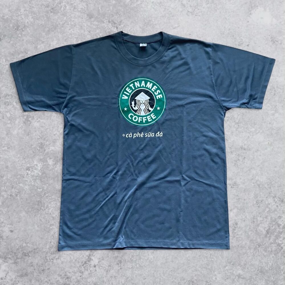 Vietnamese Coffee Cà Phê Sữa Đá Graphic T-Shirt 3XL Blue 100% Cotton